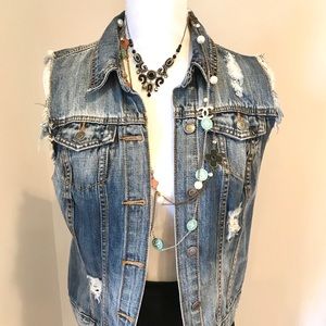 Distressed Jean Vest